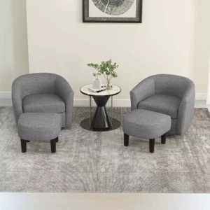 Chair Costway Swivel Barrel Chair with Ottoman Footrest Curved Backrest & Armrests Living Room Gray
