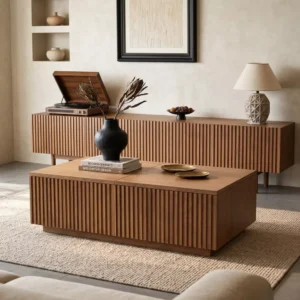 Coffee Table Luck Live Modern 51.1" Lift-top with Storage Drawers Walnut Color living rooms