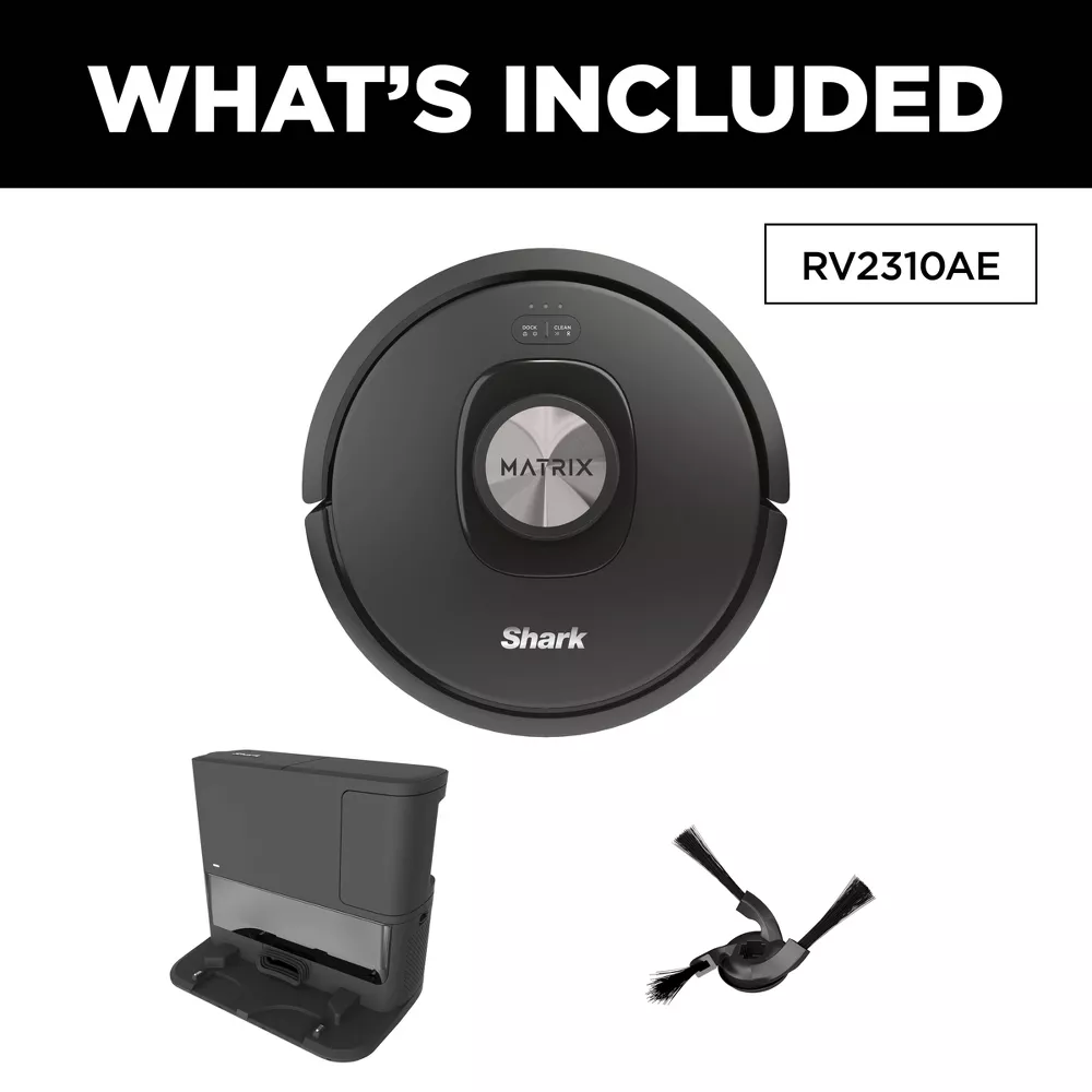Shark Matrix Self Empty Cordless Robot Vacuum for Carpets & Hardfloors RV2310AE 5.5" Cleaning Path Black - Image 4