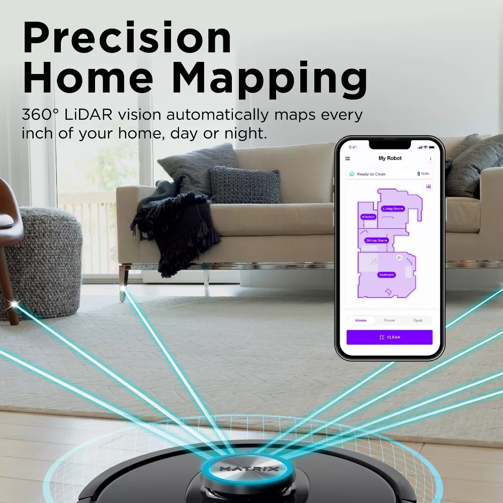 Shark Matrix Self Empty Cordless Robot Vacuum for Carpets & Hardfloors RV2310AE 5.5" Cleaning Path Black - Image 5