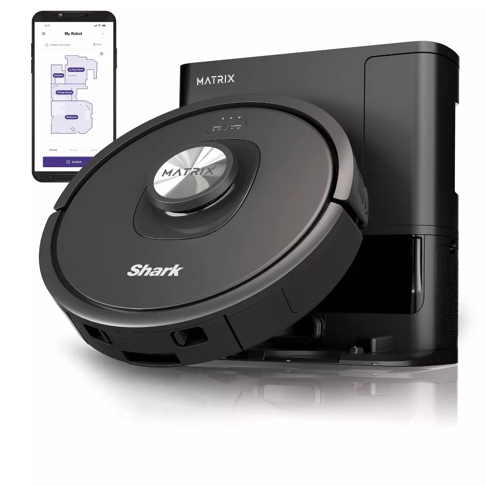 Shark Matrix Self Empty Cordless Robot Vacuum for Carpets & Hardfloors RV2310AE 5.5" Cleaning Path Black