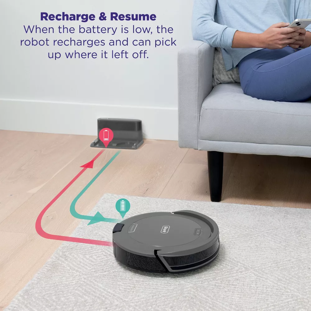 Shark Navigator Cordless Robot Vacuum with SmartPath Navigation and Self-Cleaning Brushroll RV2110 Gray - Image 4