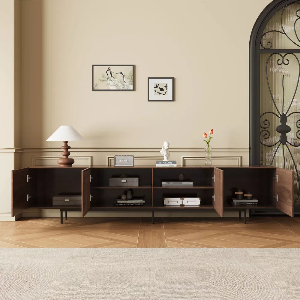 TV Stand Luck Live Mid-Century Modern 94.48" medieval modern walnut color TV cabinet - Image 3