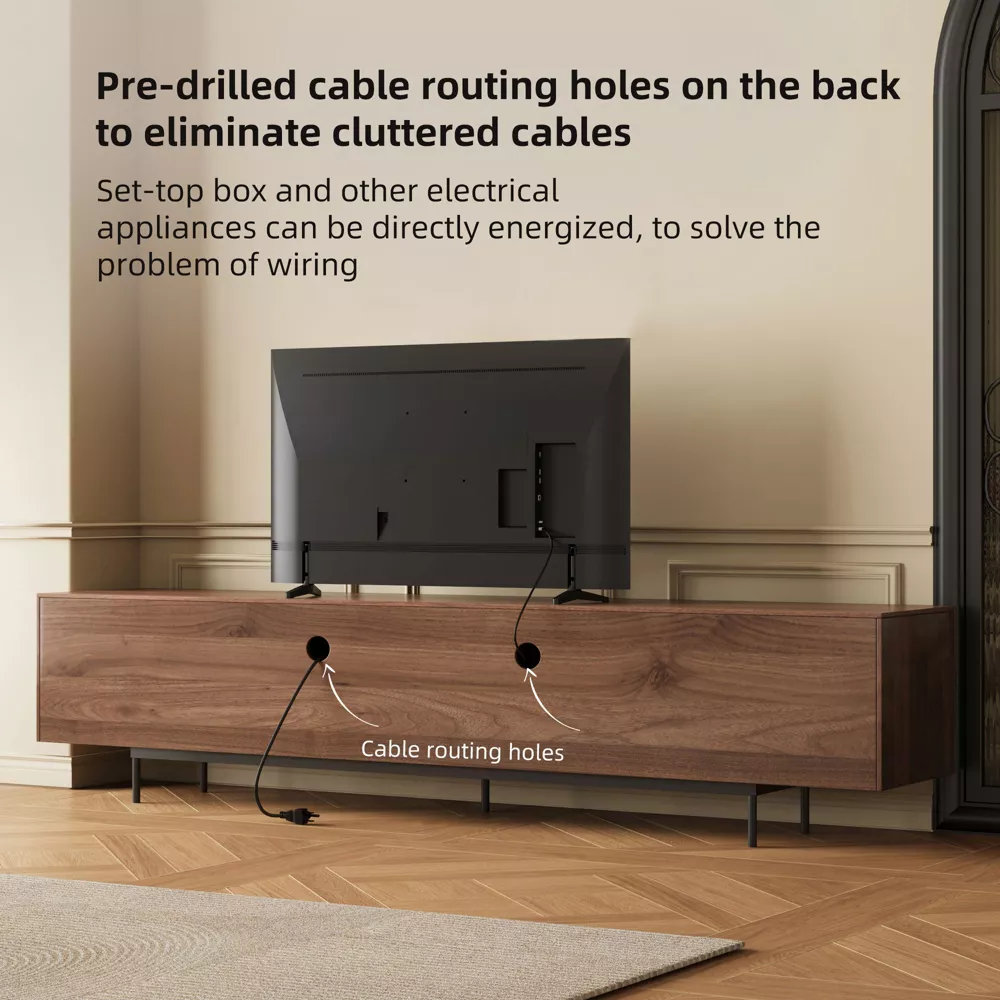 TV Stand Luck Live Mid-Century Modern 94.48" medieval modern walnut color TV cabinet - Image 5