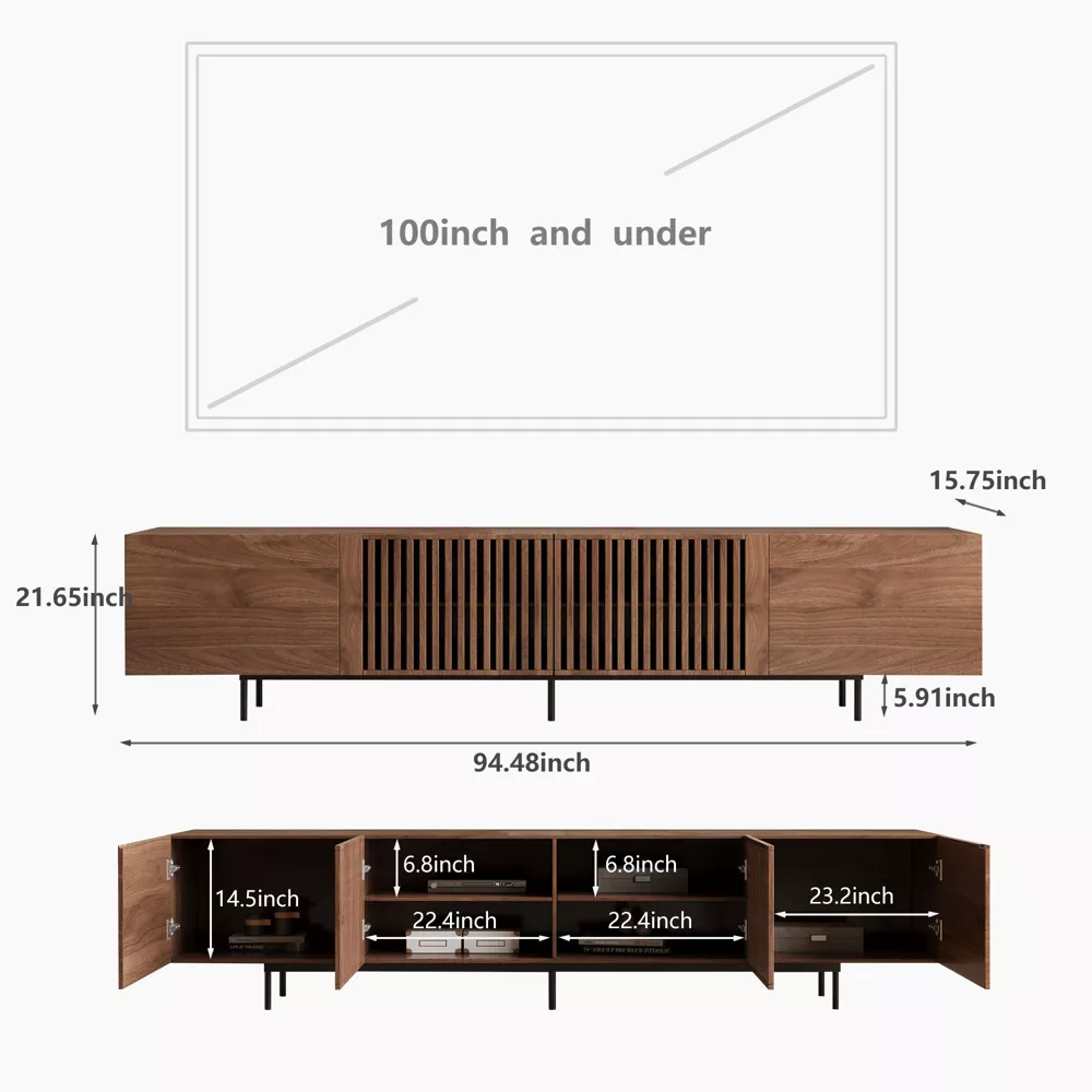 TV Stand Luck Live Mid-Century Modern 94.48" medieval modern walnut color TV cabinet - Image 6